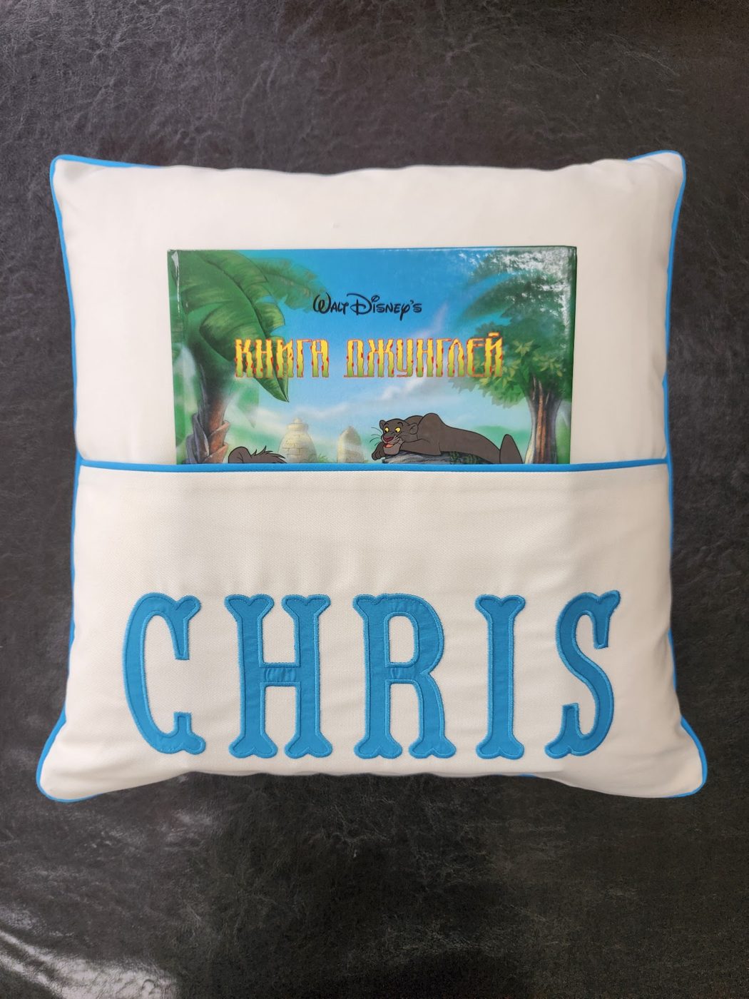 Personalized book pocket pillow